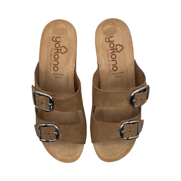 Yokono Suede Double Strap Buckle Wedge Sandal (8) - Picture 3 of 16
